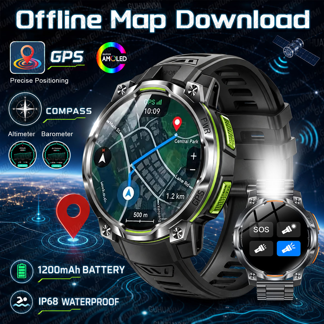 Table Tennis World - 2026 New Military GPS Smartwatch 1200mAh